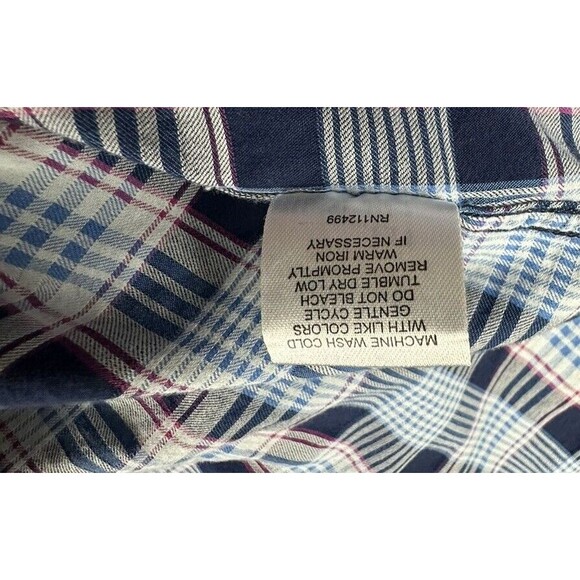 Tailorbyrd Button Up Shirt Long Sleeve Pocket Mens Large Plaid Blue Red Black - Picture 3 of 8